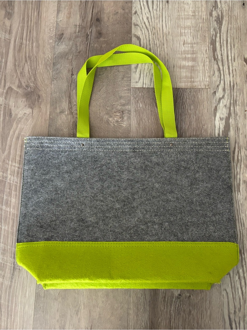 Gray Felt + Lime Green Edge Shoulder Bag